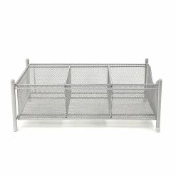 Mind Reader 3 Compartment Metal Mesh Storage Bin, Silver (CABASK-SIL) -ORGANIZTIONAL STORAGE Sales unnamed file 436