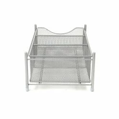 Mind Reader 3 Compartment Metal Mesh Storage Bin, Silver (CABASK-SIL) -ORGANIZTIONAL STORAGE Sales unnamed file 437
