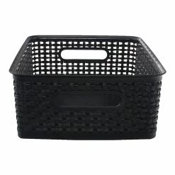 Advantus Weave Plastic Bin, Black, Each