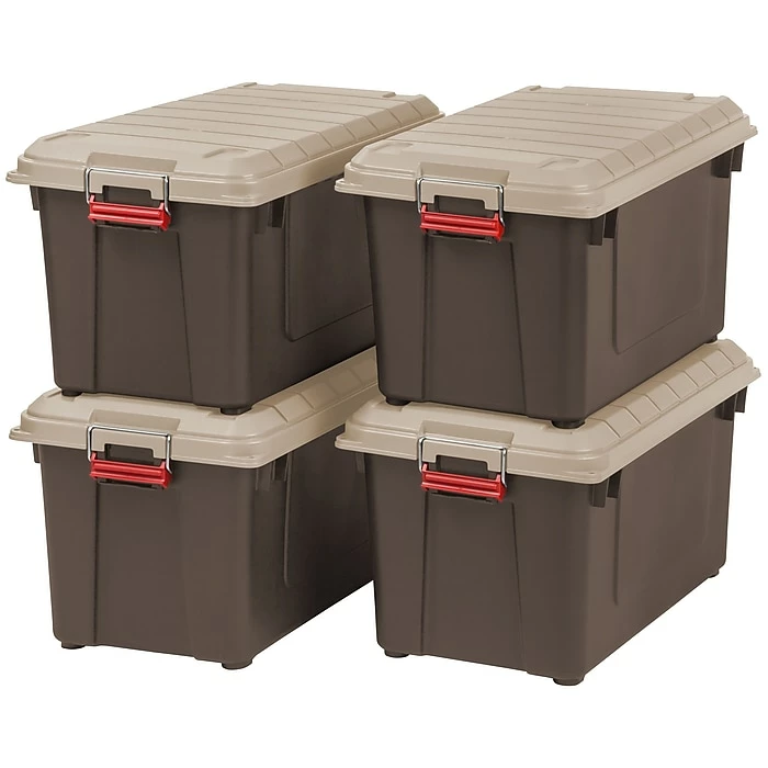 IRIS® 87 Quart Weathertight Heavy Duty Tote, Brown, 4 Pack (250183) 3 IRIS® 87 Quart Weathertight Heavy Duty Tote, Brown, 4 Pack (250183)