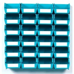 LocBin Wall Storage Small Bins, Teal, 24 Bins/Set, 1/Set (3-210TBWS)
