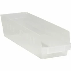 Quill Brand 23 5/8" X 6 5/8" X 4" Plastic Shelf Bin Box, Clear, 8/Case (BINPS122CL)
