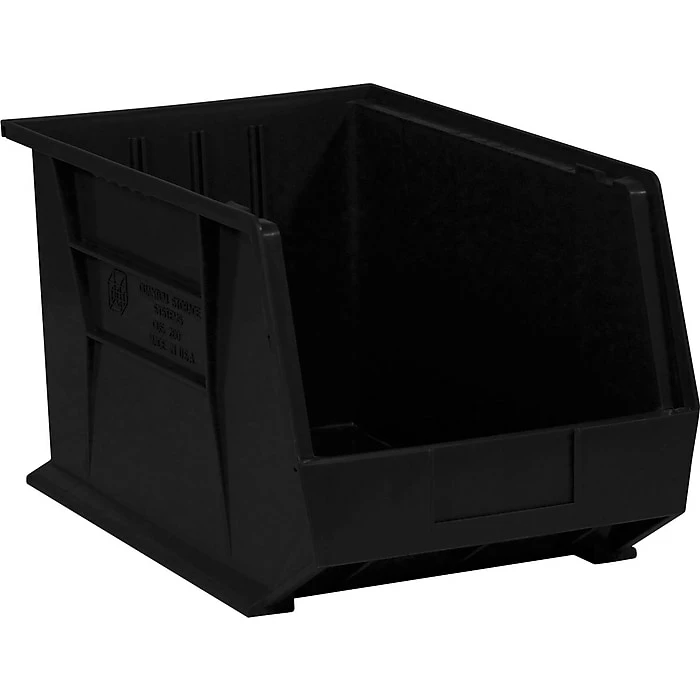 Quill Brand 18" X 11" X 10" Plastic Stack And Hang Bin, Black, 4/Case (BINP1811K) 3 Quill Brand 18" X 11" X 10" Plastic Stack And Hang Bin, Black, 4/Case (BINP1811K)