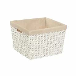 Honey-Can-Do Small Paper Rope Storage Tote With Liner, White (STO-03561)