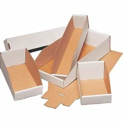 The Packaging Wholesalers 10(L) X 12(W) X 4.5(H)" Open Top Bin Boxes, White, 50/Bundle (BSBINMT1012 )
