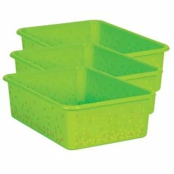 Teacher Created Resources Confetti Large Plastic Storage Bin, Lime, 3/PK (TCR20897-3)