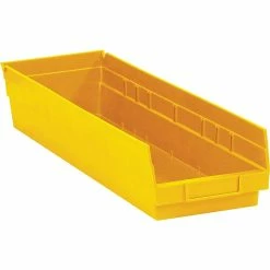 Partners Brand 17 7/8" X 4 1/8" X 4" Plastic Shelf Bin Quill Brand, Yellow, 20/Case