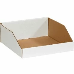 Partners Brand Open Top Bin Boxes, 18" X 18" X 4-1/2", Oyster White, 50/Bundle (BINEB1818)