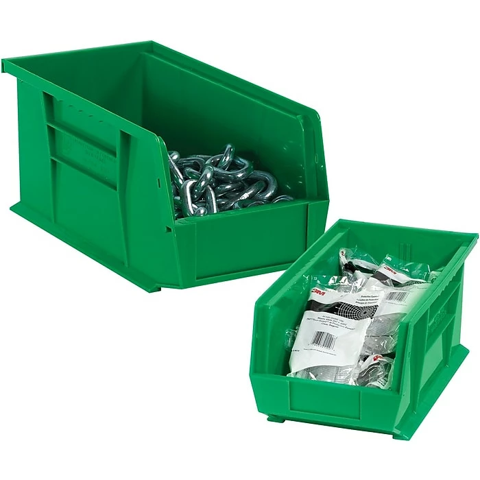 Partners Brand 18" X 8 1/4" X 9" Plastic Stack And Hang Bin Quill Brand, Green, 6/Case 3 Partners Brand 18" X 8 1/4" X 9" Plastic Stack And Hang Bin Quill Brand, Green, 6/Case