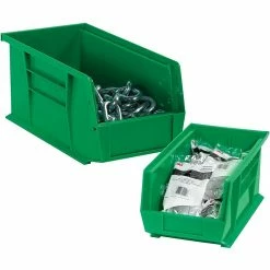 Partners Brand 16" X 11" X 8" Plastic Stack And Hang Bin Quill Brand, Green, 4/Case