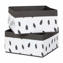 South Shore Storit White/Grey Baskets Feathers Print, 2-Pack (100212)