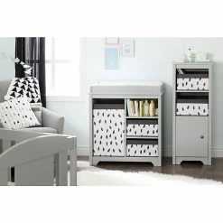 South Shore Storit White/Grey Baskets Feathers Print, 2-Pack (100212) -ORGANIZTIONAL STORAGE Sales unnamed file 555