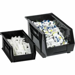 Quill Brand BOX 10 3/4" X 8 1/4" X 7" Plastic Stack And Hang Bin Box, Black
