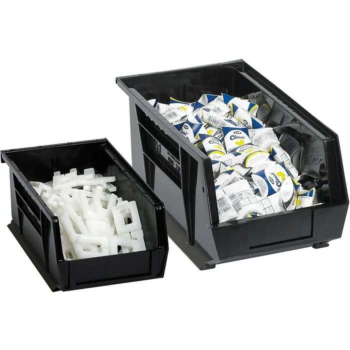 Quill Brand BOX 10 3/4" X 8 1/4" X 7" Plastic Stack And Hang Bin Box, Black 3 Quill Brand BOX 10 3/4" X 8 1/4" X 7" Plastic Stack And Hang Bin Box, Black