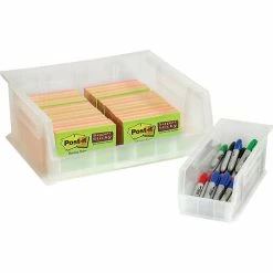 Partners Brand 18" X 16 1/2" X 11" Plastic Stack And Hang Bin Quill Brand, Clear, 3/Case