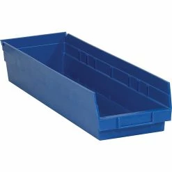 Partners Brand 23 5/8" X 6 5/8" X 4" Plastic Shelf Bin Box, Blue, 8/Case