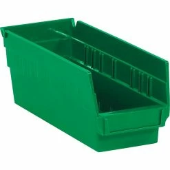 Partners Brand 11 5/8" X 4 1/8" X 4" Plastic Shelf Bin Quill Brand, Green, 36/Case
