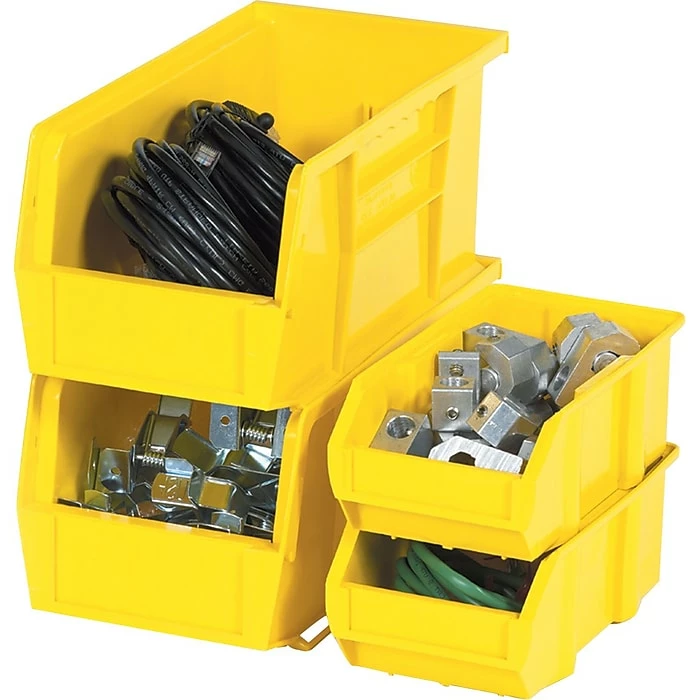 Partners Brand 5 3/8" X 4 1/8" X 3" Plastic Stack And Hang Bin Box, Yellow, 24/Case 3 Partners Brand 5 3/8" X 4 1/8" X 3" Plastic Stack And Hang Bin Box, Yellow, 24/Case