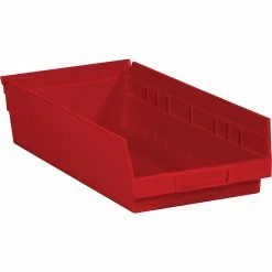 Partners Brand 17 7/8" X 6 5/8" X 4" Plastic Shelf Bin Quill Brand, Red, 20/Case