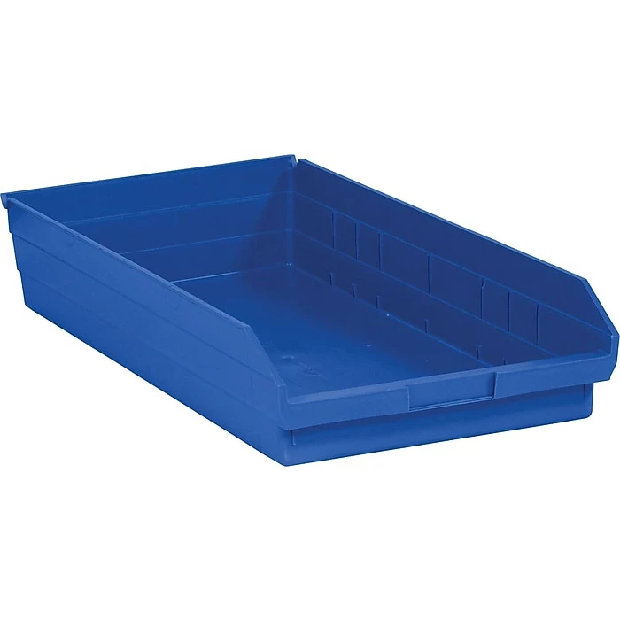 Partners Brand 23 5/8" X 11 1/8" X 4" Plastic Shelf Bin Quill Brand, Blue, 6/Case 3 Partners Brand 23 5/8" X 11 1/8" X 4" Plastic Shelf Bin Quill Brand, Blue, 6/Case