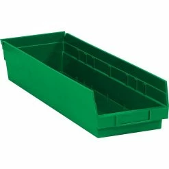 Partners Brand 17 7/8" X 4 1/8" X 4" Plastic Shelf Bin Quill Brand, Green, 10/Case