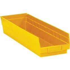 Partners Brand 23 5/8" X 6 5/8" X 4" Plastic Shelf Bin Box, Yellow, 8/Case