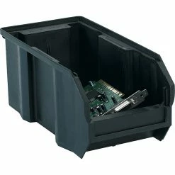 Partners Brand BOX 10 7/8" X 5 1/2" X 5" Conductive Bin, Black