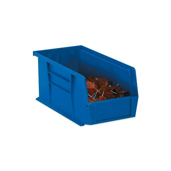 Partners Brand 5 3/8" X 4 1/8" X 3" Plastic Stack And Hang Bin Box, Blue, 24/Case 4 Partners Brand 5 3/8" X 4 1/8" X 3" Plastic Stack And Hang Bin Box, Blue, 24/Case - Image 2