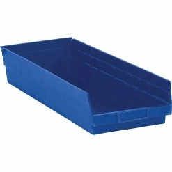 Partners Brand 23 5/8" X 8 3/8" X 4" Plastic Shelf Bin Box, Blue, 6/Case