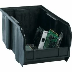 Partners Brand 14 3/4" X 8 1/4" X 7" Conductive Bin, Black, 12/Case