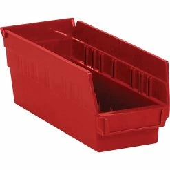 Quill Brand 11 5/8" X 4 1/8" X 4" Plastic Shelf Bin, Red, 36/Case (BINPS102R)
