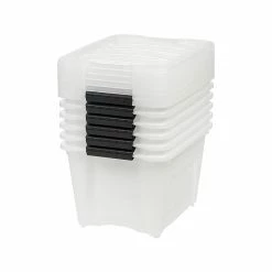 Iris Stack & Pull 19 Qt. Latch Lid Storage Bin, Translucent White/Black, 5/Pack (580027) -ORGANIZTIONAL STORAGE Sales unnamed file 713