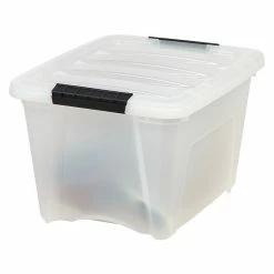 Iris Stack & Pull 19 Qt. Latch Lid Storage Bin, Translucent White/Black, 5/Pack (580027) -ORGANIZTIONAL STORAGE Sales unnamed file 714