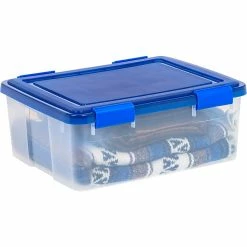Iris WeatherPro 30.5 Qt. Latch Lid Storage Bin, Clear/Blue (500200) -ORGANIZTIONAL STORAGE Sales unnamed file 731