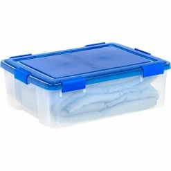 Iris Element-Resistant 40 Qt. Latch Lid Storage Bin, Clear/Blue (500202) -ORGANIZTIONAL STORAGE Sales unnamed file 748