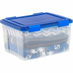 Iris Element-Resistant 55.7 Qt. Latch Lid Storage Bin, Clear/Blue (500201) -ORGANIZTIONAL STORAGE Sales unnamed file 755