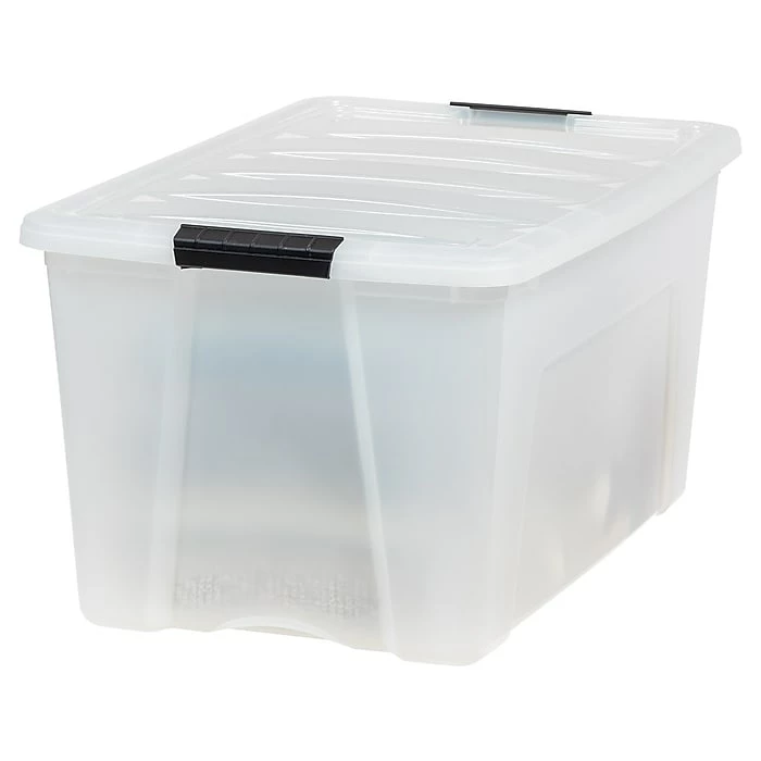 Iris Stack & Pull 72 Qt. Latch Lid Storage Bin, Translucent White/Black, 3/Pack (580106) 4 Iris Stack & Pull 72 Qt. Latch Lid Storage Bin, Translucent White/Black, 3/Pack (580106) - Image 2