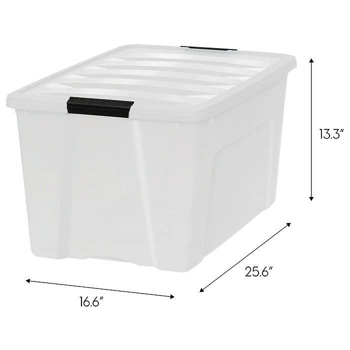 Iris Stack & Pull 72 Qt. Latch Lid Storage Bin, Translucent White/Black, 3/Pack (580106) 5 Iris Stack & Pull 72 Qt. Latch Lid Storage Bin, Translucent White/Black, 3/Pack (580106) - Image 3