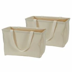 Household Essentials 2 Count Mini Krush Container Tote Bags, Beige (2246)