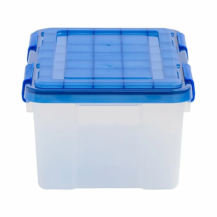 Iris Element-Resistant 18.4 Qt. Latch Lid Storage Bin, Clear/Blue (500199) 4 Iris Element-Resistant 18.4 Qt. Latch Lid Storage Bin, Clear/Blue (500199) - Image 2