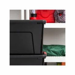 Iris Stack & Pull 72 Qt. Latch Lid Storage Bin, Black/Red, 3/Pack (580108) -ORGANIZTIONAL STORAGE Sales unnamed file 829