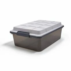 Keter 38.9 Qt. Latch Lid Storage Tote, Smoke (TR54517)