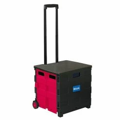 Bazic 17.72"H X 17.24"W Assorted Materials Folding Cart On Wheels With Lid Cover, Red/Black (BAZ2199) -ORGANIZTIONAL STORAGE Sales unnamed file 868