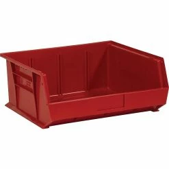Partners Brand 14 3/4" X 16 1/2" X 7" Plastic Stack And Hang Bin Quill Brand, Red, 6/Case
