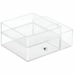 InterDesign Plastic Drawers With Side Organizer, Clear (39360)