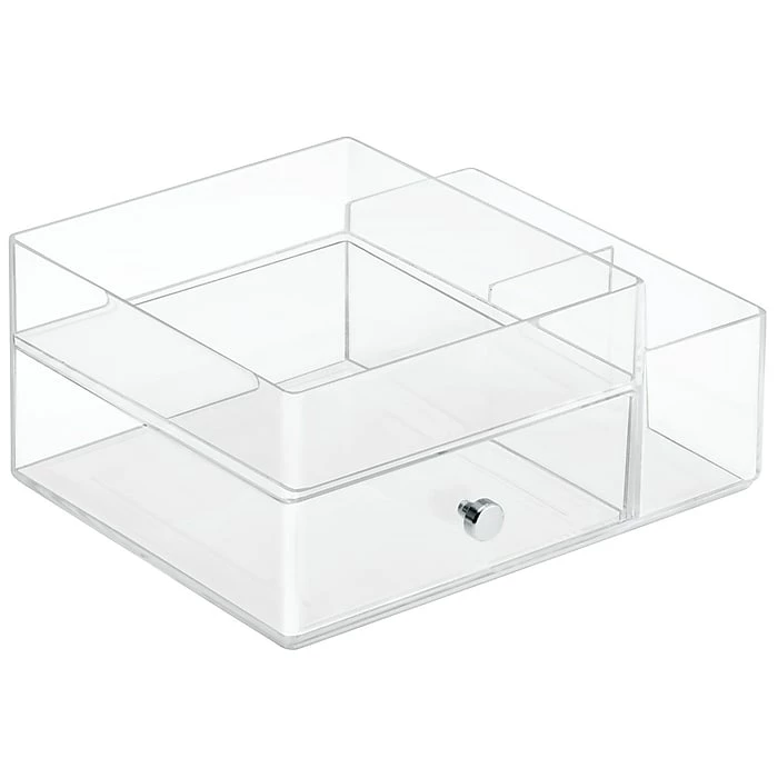 InterDesign Plastic Drawers With Side Organizer, Clear (39360) 3 InterDesign Plastic Drawers With Side Organizer, Clear (39360)