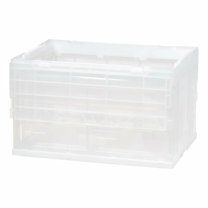 Iris Hinged Lid Collapsible Storage Crate, Clear (100713) 4 Iris Hinged Lid Collapsible Storage Crate, Clear (100713) - Image 2