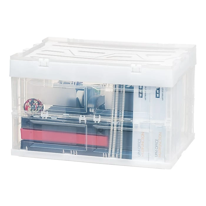Iris Hinged Lid Collapsible Storage Crate, Clear (100713) 6 Iris Hinged Lid Collapsible Storage Crate, Clear (100713) - Image 4