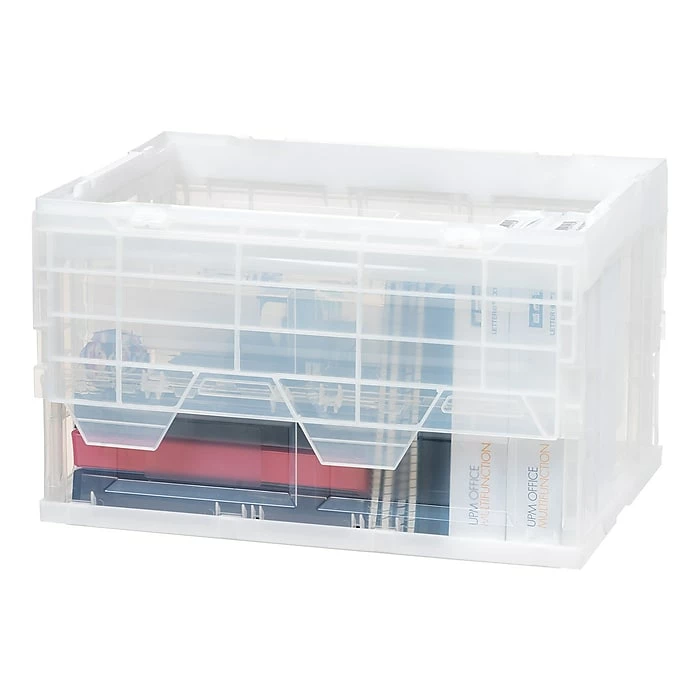 Iris Hinged Lid Collapsible Storage Crate, Clear (100713) 7 Iris Hinged Lid Collapsible Storage Crate, Clear (100713) - Image 5
