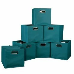Niche Cubo 12" X 12" Foldable Fabric Storage Bins, Teal, 12 Pack (HTOTE12PKTL)